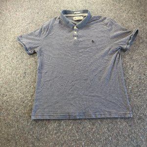 Penguin an Original Polo Shirt Mens Adult Large Blue White Stripes Short Sleeve